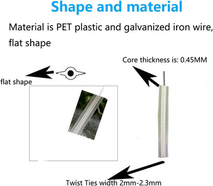 500 Pack 6 Inch Clear Plastic Twist Ties - Reusable Twisty Ties for Cords, Garbage Bags, Gardening and More - Durable, Flexible and Coated for Long-Lasting Use