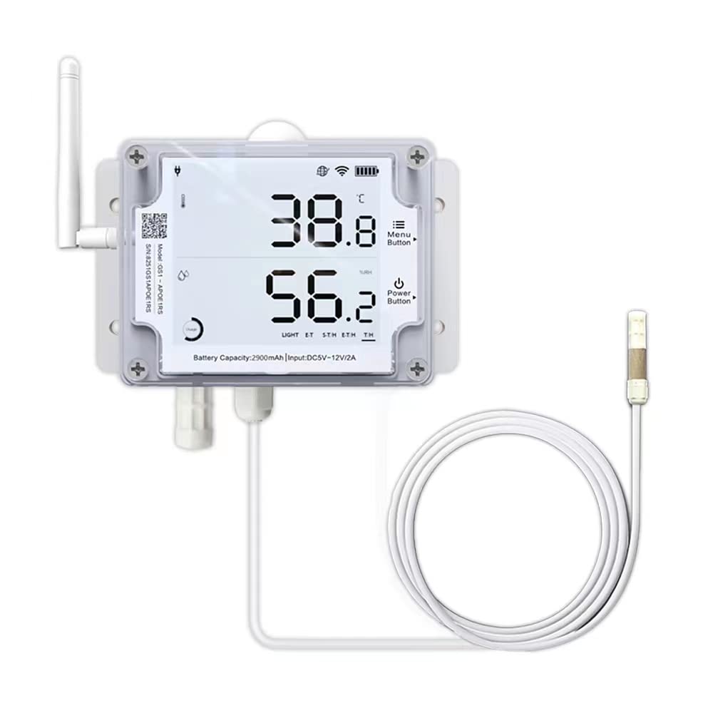 Ubibot GS1-AETH1RS + TH30S-B Ethernet Thermometer Hygrometer, WiFi Temperature Humidity Sensor, Digital Temperature Data Logger, Free App Email Alert(2.4GHz WiFi & RJ45 Ethernet, no hub Required)