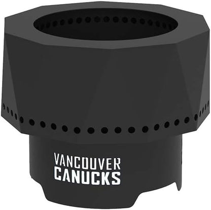Blue Sky Outdoor Living NHL Vancouver Canucks Ridge Portable Steel Smokeless Fire Pit with Carrying Bag & Spark Screen Kit, Firewood & Wood Pellet
