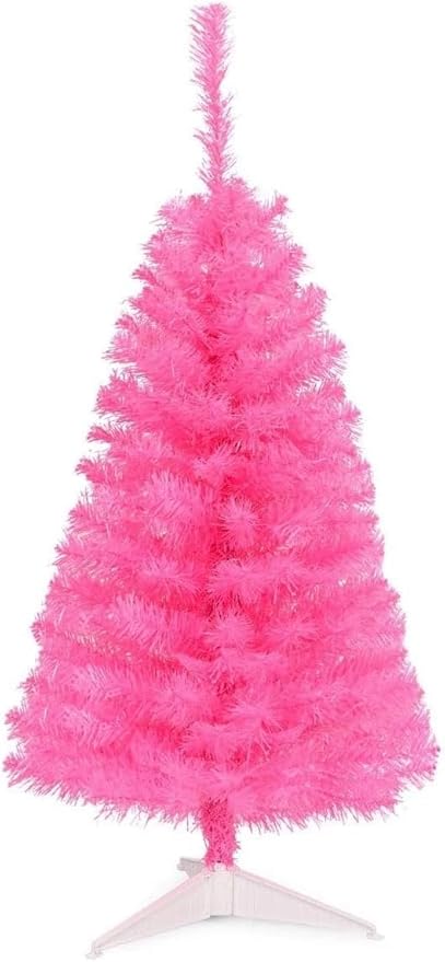 Happygrill 3FT Artificial Christmas Tree, Pink Premium Mini Christmas Tree with Stand Base, Indoor Tabletop Xmas Tree for Home Office Festival Holiday Decoration