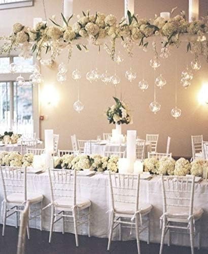 24 Pcs 3.15"/ 8cm Hanging Glass Tealight Holder Globe with LED Tealight, Plant Terrariums Glass Orbs Air Plants Tea Light Candle Holders Home Decor Indoor Outdoor Garden DIY Gifts (24 Pcs)