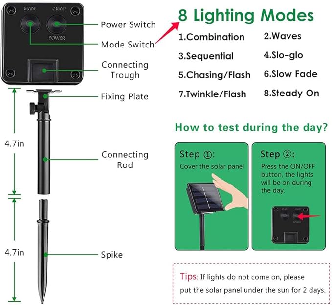 Solar String Strawberry Lights Outdoor 100 LED 40Ft Multi-Color Christmas Fairy Lights with 8 Lighting Modes, Waterproof Solar Lights Outdoor for Garden Christmas Wedding Party Xmas Tree Decoration