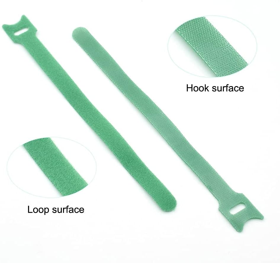 Garden Hook＆Loop Plant Cable Ties, Multi-functional Ties, Adjustable Garden Nylon Ties for Supporting Plant and Vines(50 Pcs, 8 Inch, Green)