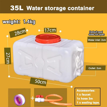 Large Capacity Water Tank with Spigot for Camping Plastic Water Storage Tank Water Container for Emergency Storage Household Outdoor Camping RV Self-Driving Tour(Size:35L/9gallon)
