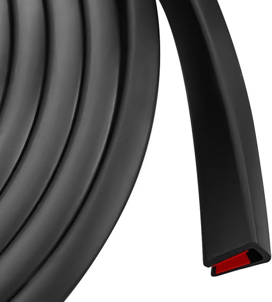 Rubber Edge Trim, Self Adhesive U Channel Edge Trim, U Shaped Trim for Plywood, Glasses, Mirror, Flexiglass, Sharp Edge Parts, Fit for 5/16", Length 20Ft, Black Color, Peel and Stick Plastic Trims