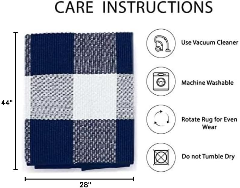 IOHOUZE Buffalo Plaid Checkered Rug 27.5" X 43" Front Door Mats, Washable Area Rugs for Front Porch Decor, Spring Summer Welcome Mats Outdoor, Navy White Rug for Farmhouse/Entryway/Home Entrance