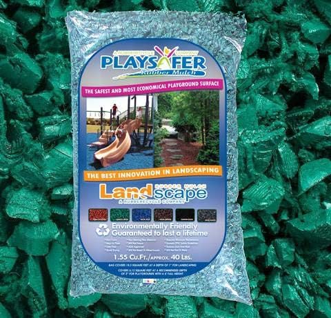 Playsafer Rubber Mulch Nuggets Protective Flooring for Playgrounds, Swing-Sets, Play Areas, and Landscaping (1,000 LBS - 39 CU. FT., Green)