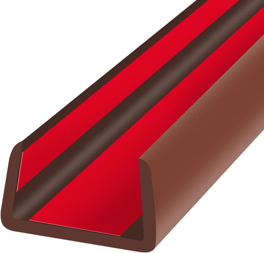 Rubber Edge Trim, Flexible Self Adhesive U Shaped Peel and Stick Edge Banding, 1-3/8"(35mm) U Channel Edge Protector for Door Sides, Edge Guards for Woods, Furniture, 20Ft, Brown Color