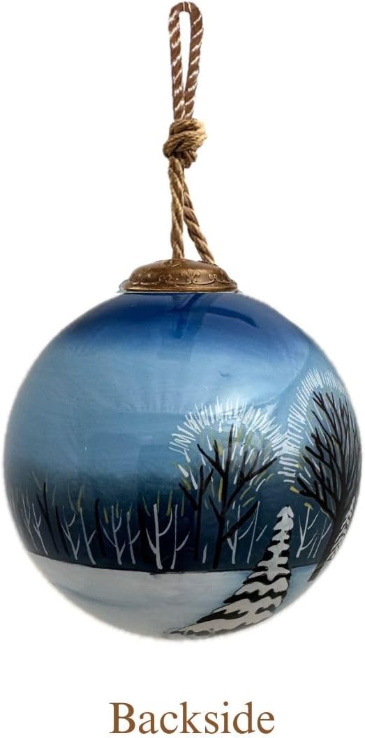 Church Christmas Ornament – Hand-Painted Glass Collectible with Snowy Chapel & Winter Trees – Reverse Painted Church Ornament for Christmas Tree, Holiday Village Décor with Gift Box