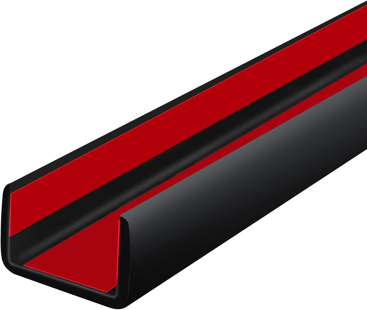 Rubber Edge Trim, Self Adhesive U Channel Edge Trim, Big Size U Shaped Trim, Edge Banding for Plywood, Woods, Shelf, Cabinet, Countertop, Fit for 3/8", Length 20Ft, Black