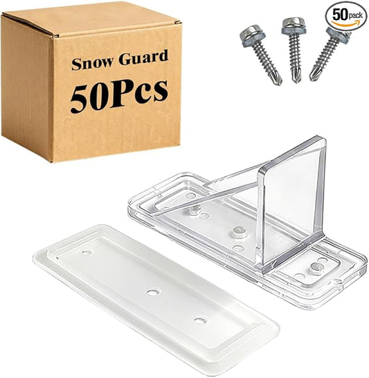 50 Pack Snow Guards for Metal Roofs, Snow Stops for Metal Roofs, Prevent Sliding Ice Snow Stop Buildup with Gasket and Screws, Metal and Steel Roofs Winter Supplies