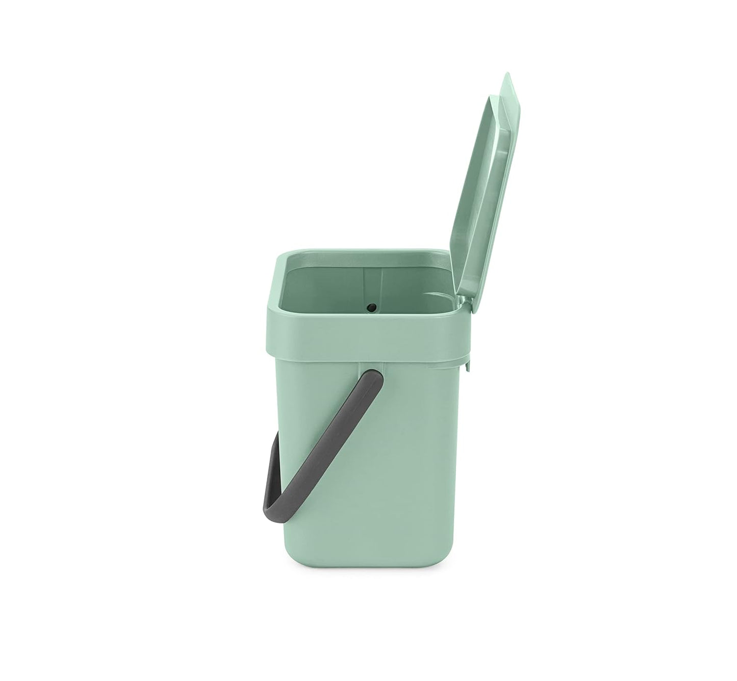 Brabantia Sort & Go Food Trash Can (0.8 Gal/Jade Green) Small Countertop Kitchen Compost Caddy with Handle & Removable Lid, Easy Clean