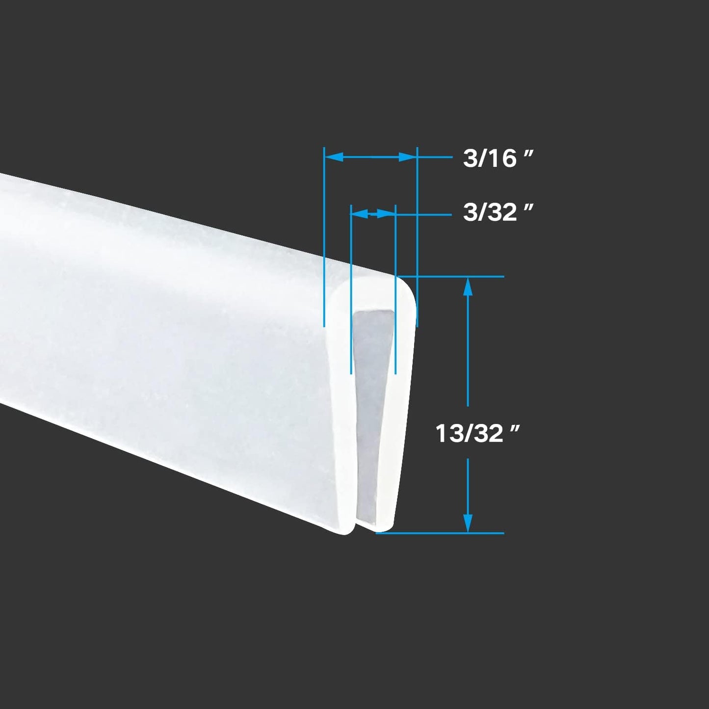 Clear Rubber Edge Trim，U Channel Silicone Rubber Edge Trim, 3/32" Slot, Fit for 1/16”-1/8", White Color, Edge Protector for Car Doors, Sheet Metal Parts