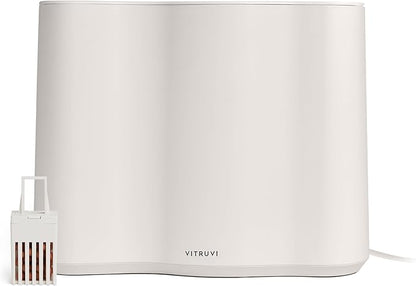 Vitruvi Cloud Bedside Humidifier, White Humidifier, 24 Hr Run Time, 602ft Coverage, Large Home Bedroom, Baby Room - Includes 3 Month Filter