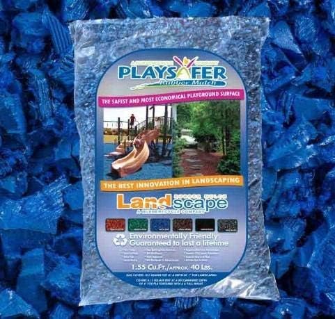 Playsafer Rubber Mulch Nuggets Protective Flooring for Playgrounds, Swing-Sets, Play Areas, and Landscaping (1,000 LBS - 39 CU. FT., Blue)