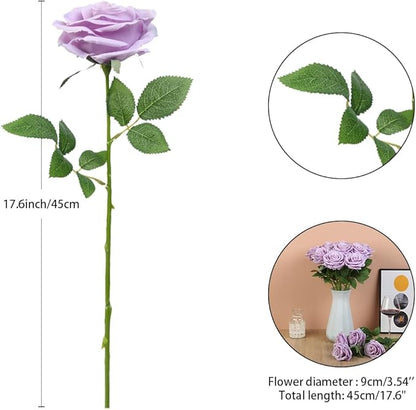 15pcs Fake Roses Artificial Silk Flowers Faux Rose Flower Long Stems Bouquet for Arrangement Wedding Centerpiece Party Home Kitchen Decor