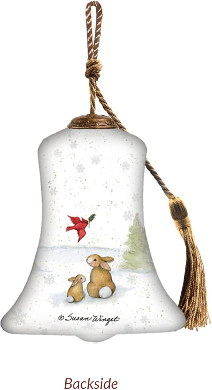 Hand-Painted Woodland Animal Christmas Bell Ornament – Reverse Painted Glass with Deer, Fox, Owl, Rabbits & Cardinal – Collectible Holiday Ornament with Gift Box