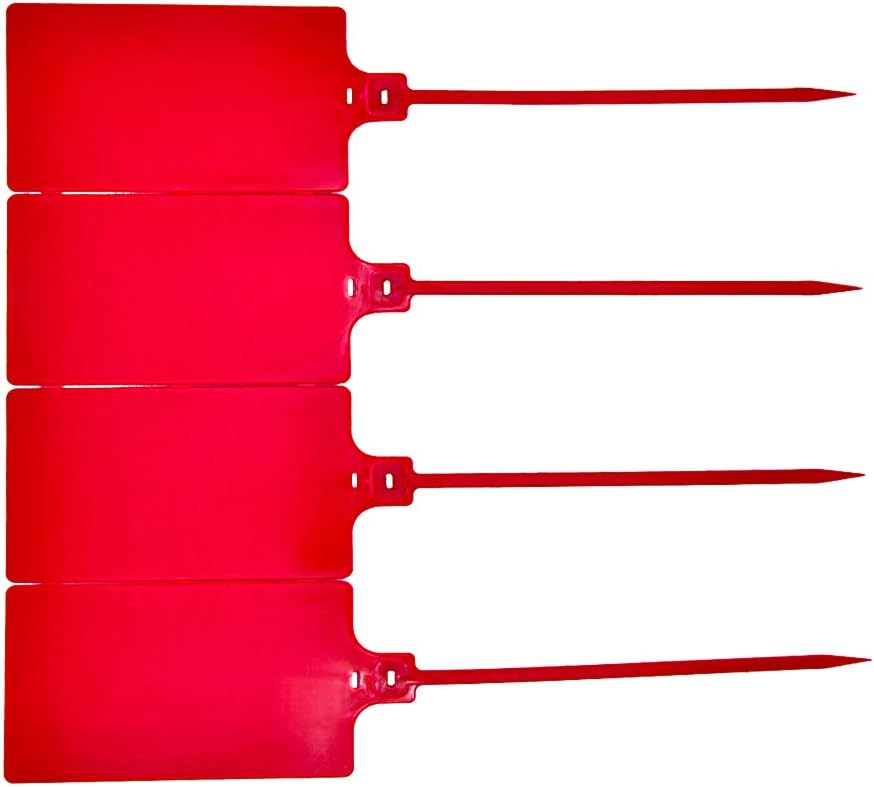 Plastic Seals Shipping Tags Logistics Use Big Sign Tie Large Label Tie, 255 mm Total Length, Package of 100pcs (Red)