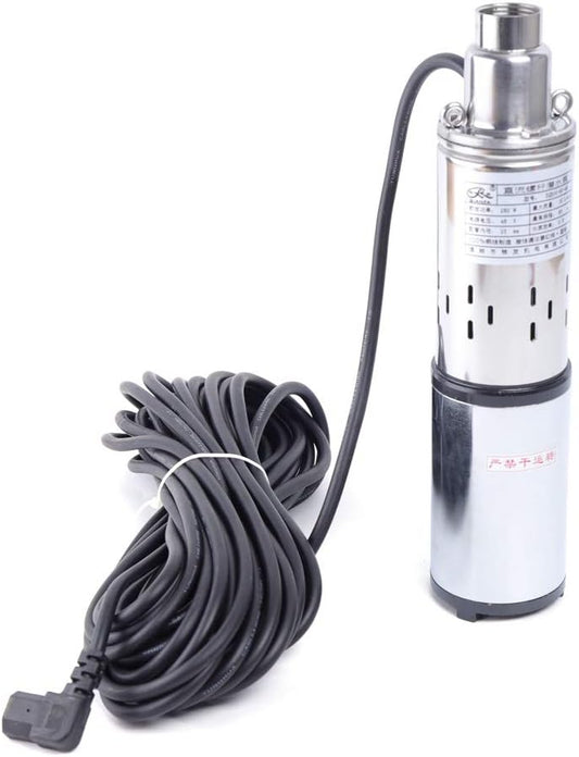 Deep Well Submersible Pump DC 48V 280W Electric Solar Powered Water Pump, 4.2 GPM Flow, 197ft Lift, Farm Ranch Irrigation Submersible Bore Hole Deep Well Pump