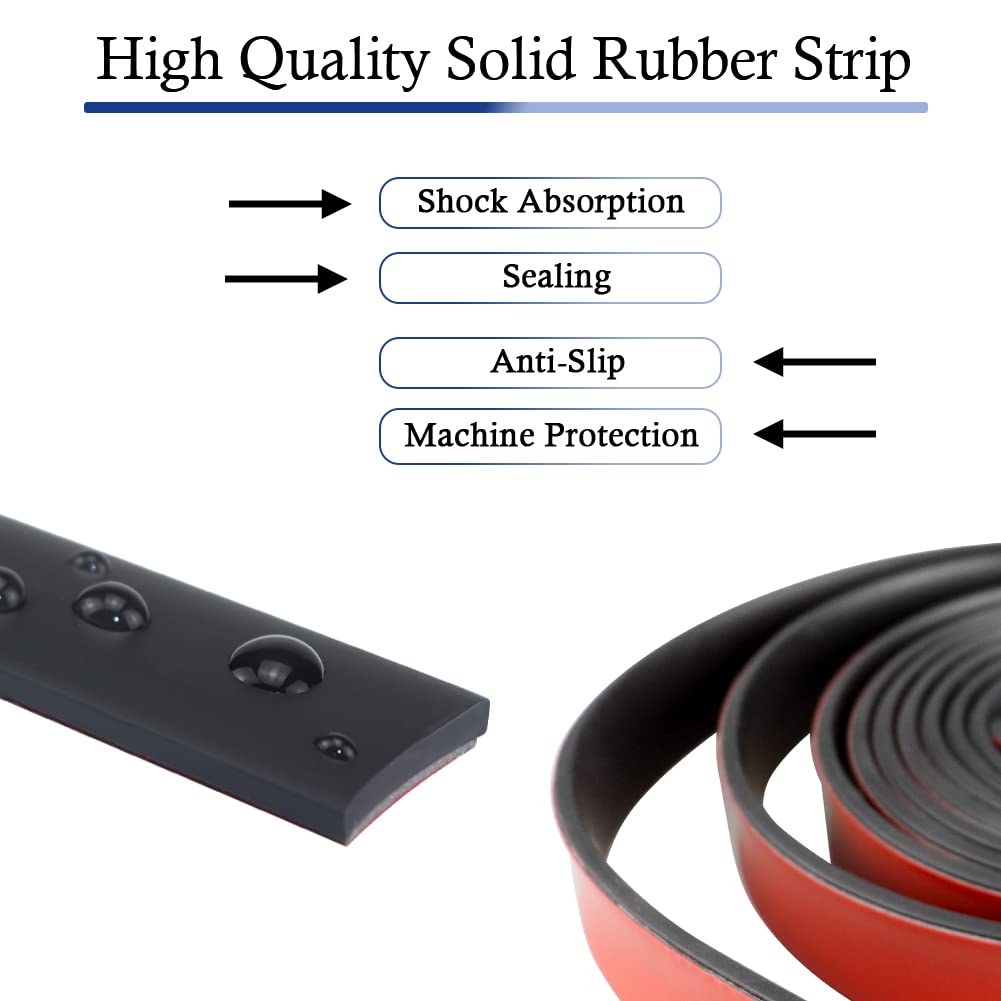 Neoprene Rubber Strips Self Adhesive Solid Rubber Sheets, Rolls & Strips for DIY Gaskets Crafts Pads Seals Warehouse Flooring Neoprene Sheet with Adhesive Backing (1" Wide x 1/5" Thick x 10' Long)