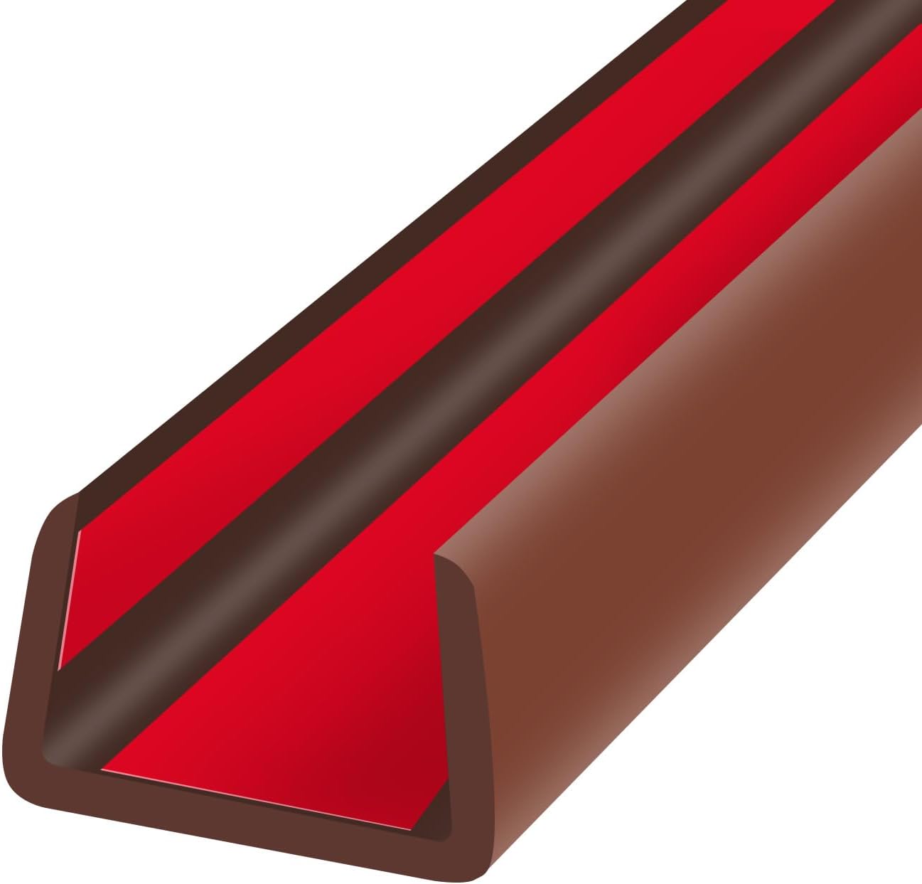 Rubber Edge Trim, Flexible Edge Banding, 5/8"(16mm) U Channel Furniture Edge Protector, Self Adhesive Edge Guards for Plywood, Wood, Glass Parts, 20Ft, Brown Color