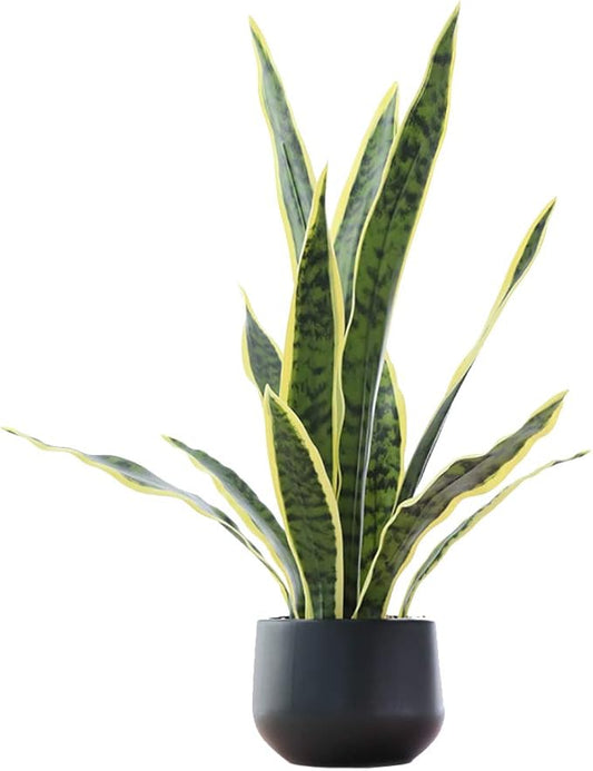 Bird Fiy Artificial Snake Plant 22.5" Faux Agave Fake Sansevieria Artificial Potted Plants for Indoor and Outdoor Home Office Décor