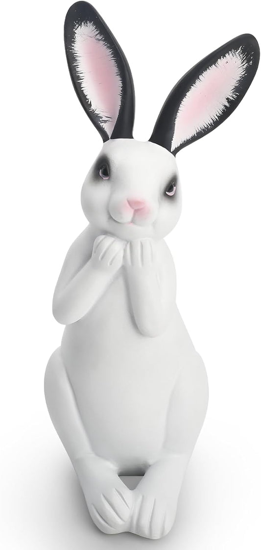 Resin Rabbit Figurine Modern Style Sculpture Statue Collectible Figurines for Home, Bedroom, Living Room, Cabinets, Office, Bookshelf, Desktop Decor