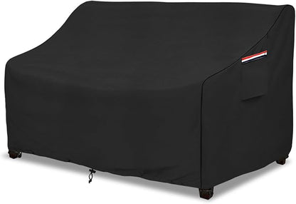 okcool Heavy Duty Patio Sofa Cover, 100% Waterproof 2-Seater Outdoor Sofa Cover Fits up to 58W x 32.5D x 31H Inches, Lawn Patio Furniture Covers,Black