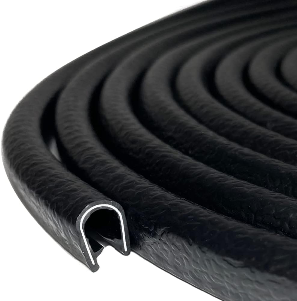 Rubber Edge Trim Black 26Feet, Fits 1/4” Edge, Flexible U Shape Seal Strip for Sharp/Rough Surfaces, Cars, Trucks, Boats