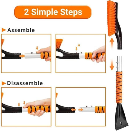Snow Brush & Ice Scraper, 27'', Ice Scrapers for Car Windshield, Detachable Snow Removal Tool with Ergonomic Foam Grip for Cars, Suvs, Trucks