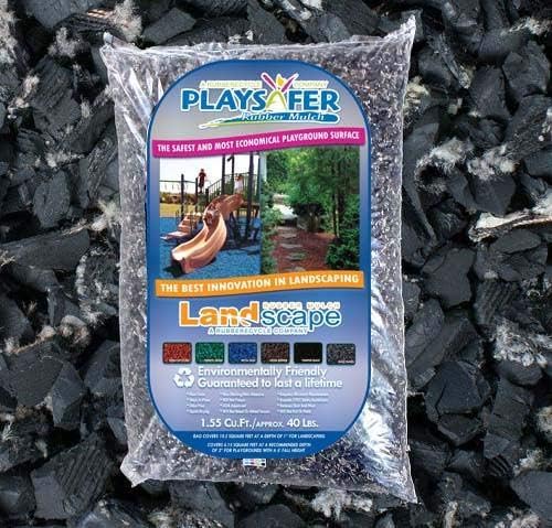 Playsafer Rubber Mulch Nuggets Protective Flooring for Playgrounds, Swing-Sets, Play Areas, and Landscaping (400 LBS - 16 CU. FT., Natural Black (Unpainted))