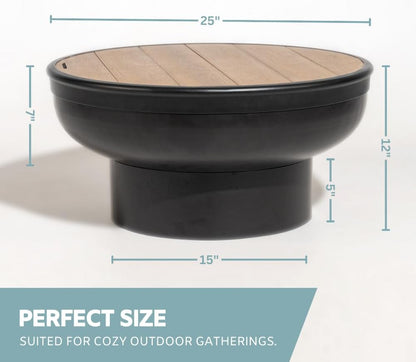 Iron Fire Pit Table with Lid, Extra Thick and Heavy Duty Fire Bowl, Deep Round Firepit for Outdoor Bonfire Gatherings, Wood Burning Firepits for Outside Patio, Modern Outdoor Fire Pits