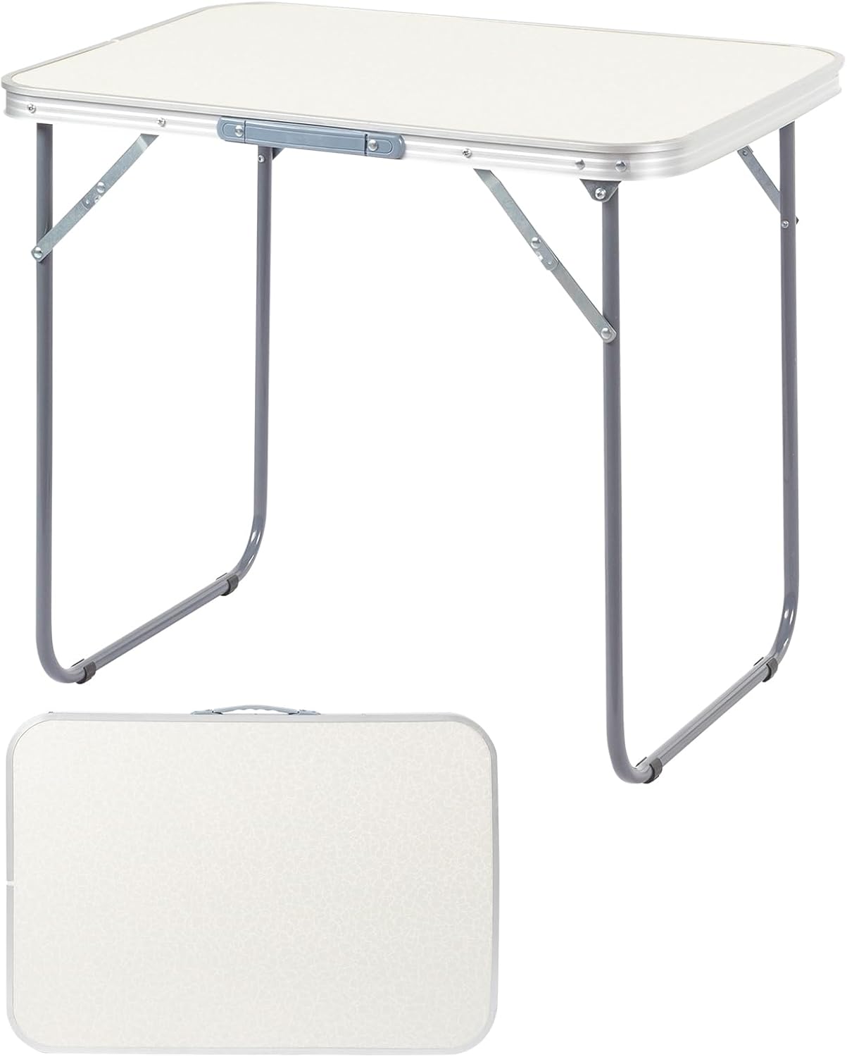 2.0 Ft Folding Portable Camping Table Small Folding Portable Camping Table, Adjustable Height, Outdoor Waterproof Aluminum Lightweight Suitcase Table for Picnic, BBQ, Beach, Dining