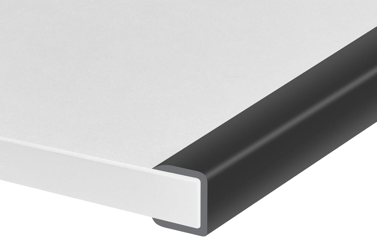 Rubber Edge Trim, Self-Adhesive U Channel Edge Protector for Plywood, Cabinet, 5/8" Wood Edge Banding, Flexible Furniture Repair, EPDM Material, Fit 5/8"(16mm), Length 10Ft, Black