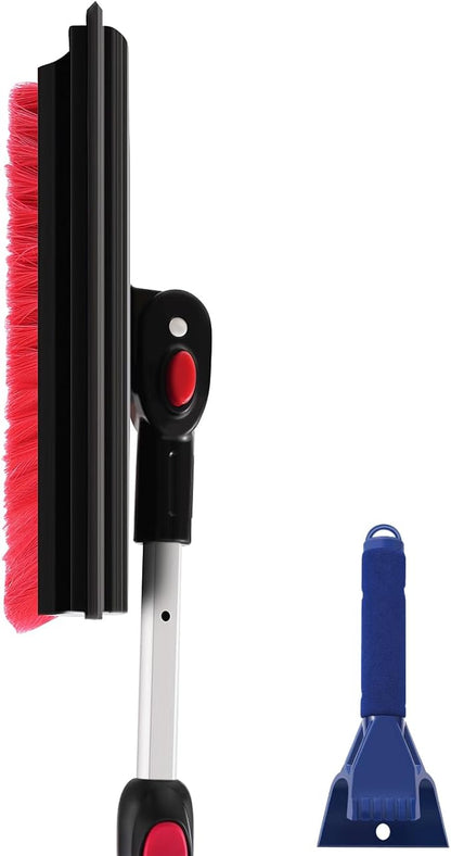 POWERJET 39”- 61” 3-1 Pivot Long Snow Brush with Ice Scrapper (C80000), Window Squeegee, Snow Broom Head, Pin Lock Telescopic with Soft EVA Grip, Ice Scraper Combo, Cars, SUVs