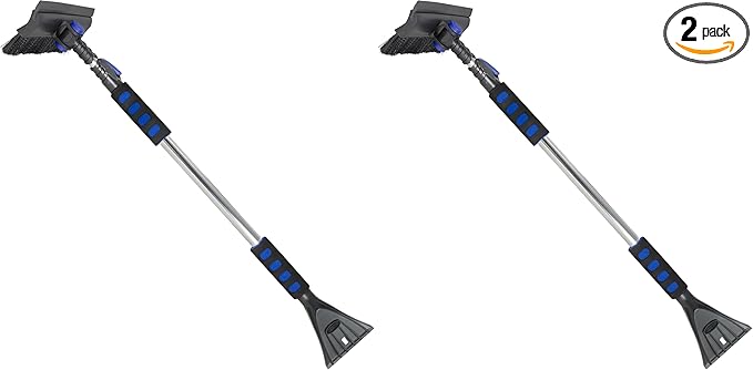 Subzero 80052 52" Extension Quick-Release Handle Ice Scraper and Pivoting Snow Broom (Colors May Vary) (Pack of 2)