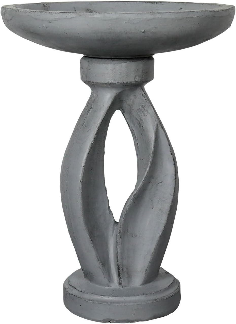 SKYFIRE 21.8" Tall Outdoor Bird Bath for Garden -Concrete Modern Freestanding Patio Birdbath, Decoration Yard Statue for Garden, Patio, Lawn -16”Dia X 21.8”H Contemporary Birdbaths with Pedestal