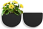 2 Pack Wall Hanging Planter Pots for Indoor and Outdoor Plants, 7 Inch Half-Moon-Shaped Plastic Wall Planter, Wall Mounted Succulent Planters (Black)