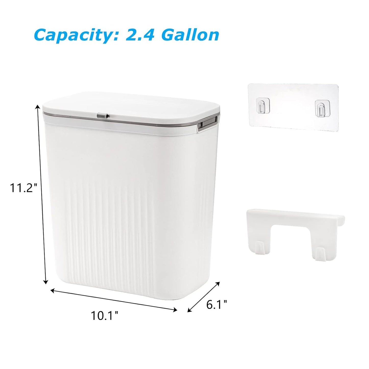 Frcctre 2 Pack 2.4 Gallon Kitchen Compost Bin, Hanging Trash Can with Lid Garbage Can for Countertop or Under Sink, Wall Mounted Counter Waste Bin for Kitchen Bathroom Bedroom Office