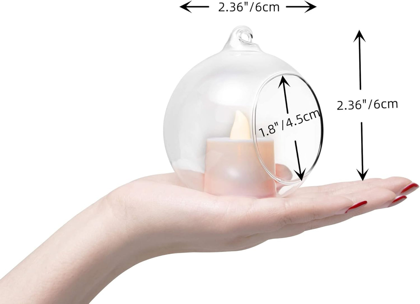 Hanging Glass Candle Holder, Globe Glass Tea Light Holder, Hanging Glass Vase, Flower Plants Terrarium, Glass Orbs Container, Micro Landscape DIY for Home, Office, Wedding (2.36" 12Pcs)