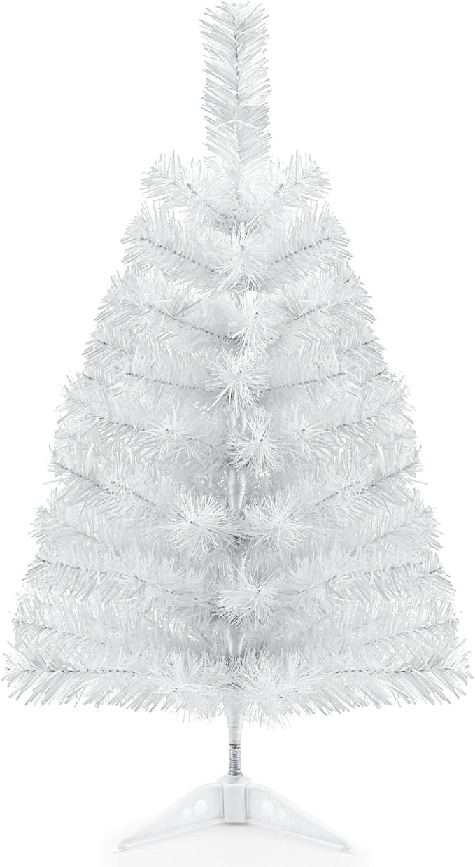 GlyinnHe 2Ft White Artificial Christmas Tree with Plastic Stand, Tabletop Christmas Tree for Indoor Outdoor Holiday Decoration