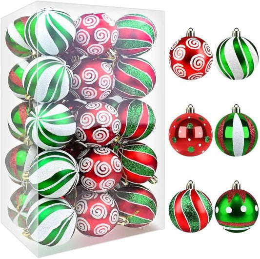 Christmas Balls Ornaments for Xmas Tree- 30Pcs Shatterproof Christmas Tree Decorations, 2.36" Hanging Balls Muti-Color Xmas Ball Ornaments Set for Holiday Party Decoration