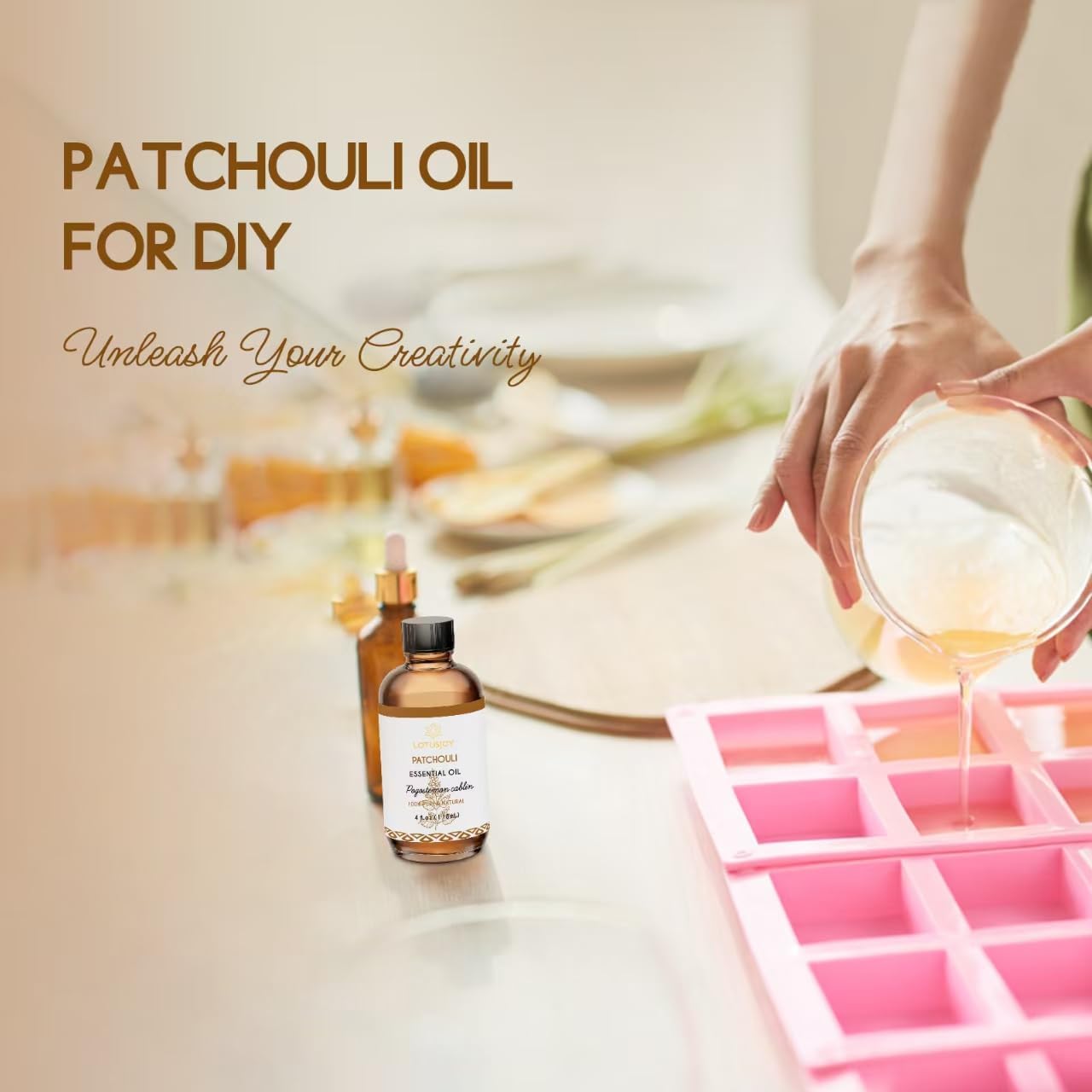 Patchouli Essential Oil for Skin Hair Diffuser, 100% Pure Natural Patchouli Oil for Room Spray, Roll On, DIY Candles & Soap Making - 4 Oz