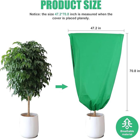 Plant Covers Freeze Protection, 4 Pack Frost Covers with Zipper Drawstring (31.5" x 47.3") Plant Protection Cover Bags for Outdoor Winter Frost Cold (Green) (31.5" W x 47.3" H(4 PCS), Green)