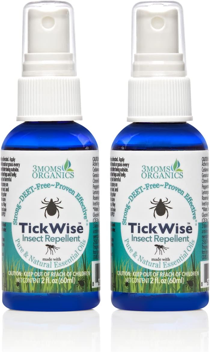 3 Moms Organics, TickWise 2oz Extra Strength Happy Campers 2-Pack - DEET- Free, Tick and Insect Repellent, Plant Based Essential Oils, All Natural Ingredients, Safe for Kids, Adults, Dogs & Horses