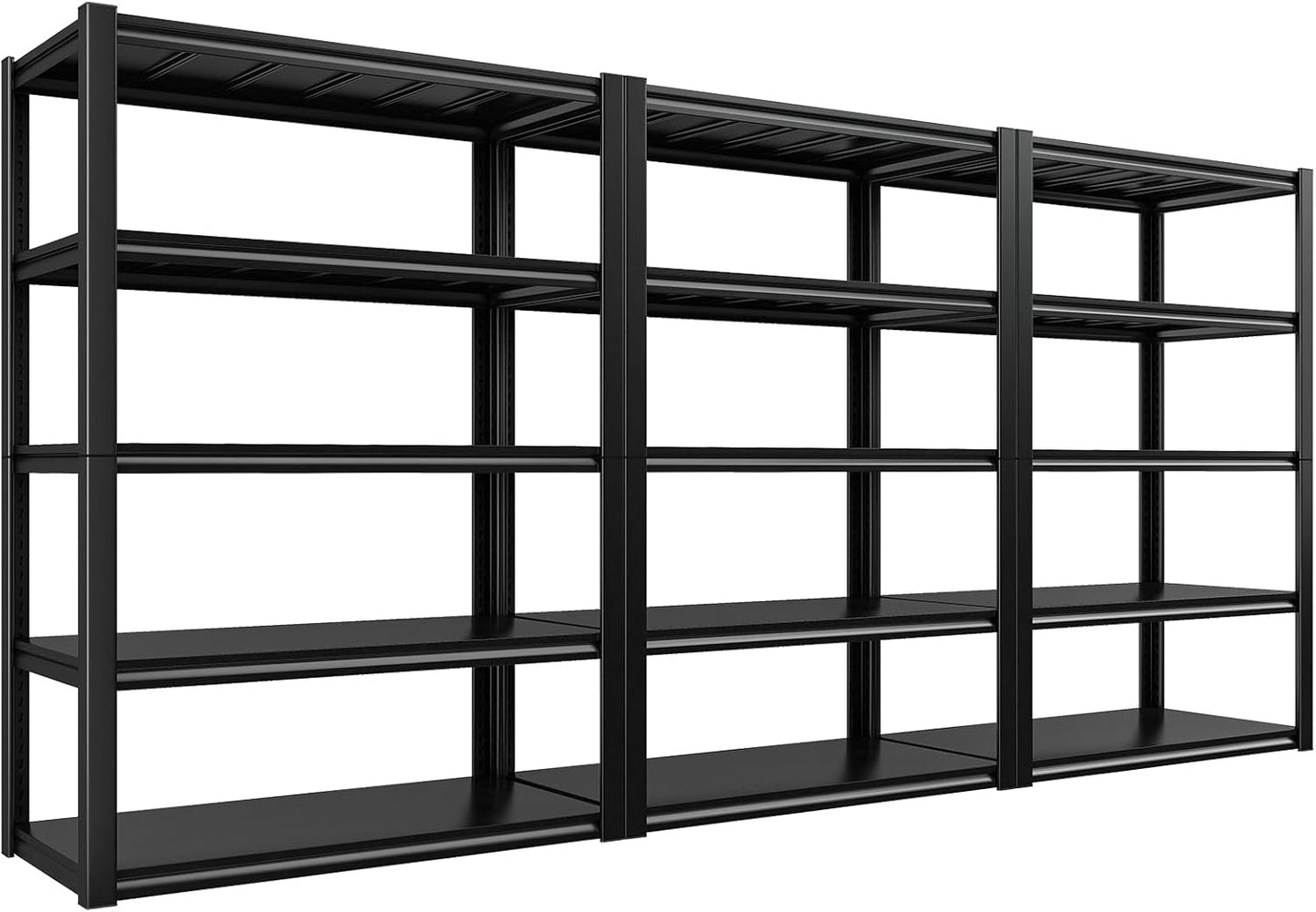 REIBII Garage Shelving 48.2" W Storage Shelves 3000LBS Metal Shelving Heavy Duty Adjustable Metal Shelf 5 Tier Pantry Shelves for Basement Warehouse Supermarket 72.2" H x 24.2" D x 48.2" W, 3 Pack