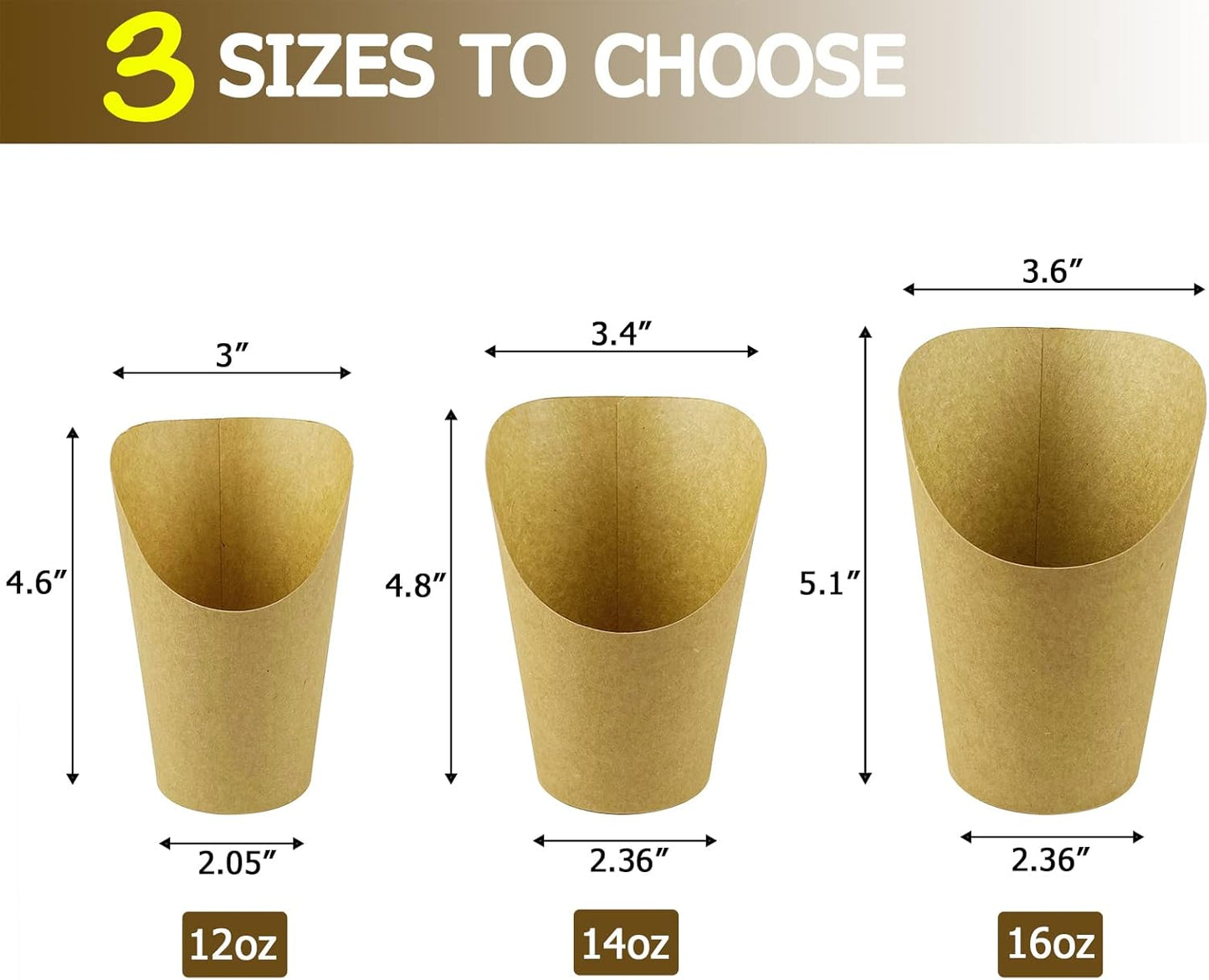 CAMKYDE 50 Pcs French Fries Holder, 14oz Disposable Paper French Fry Cups Charcuterie Cups for all Occasions (14oz)