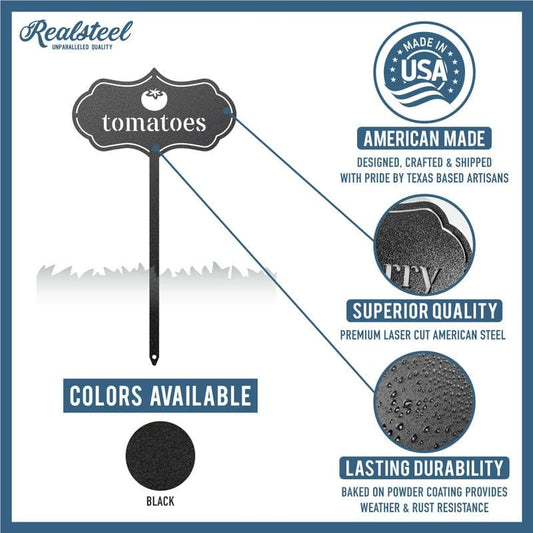 RealSteel - Seed & Plant Markers - Indoor/Outdoor Herb Garden Stakes - Elegant Fruit/Vegetable Seed Labels - Durable Plant Tags for Pots - Classy Design for Farmhouse/Greenhouse (Radish)