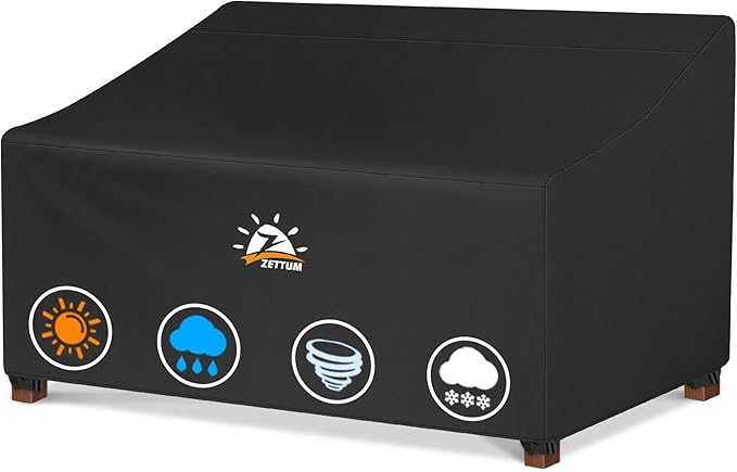 Zettum Patio Sofa Cover 90 Inch - 600D Outdoor Couch Cover Furniture Cover Waterproof & Heavy Duty, Large 3-Seater Bench Cover for Outside Sofa, Loveseat, Couch, Glider and Bench - 90 x 42 x 33 Inch