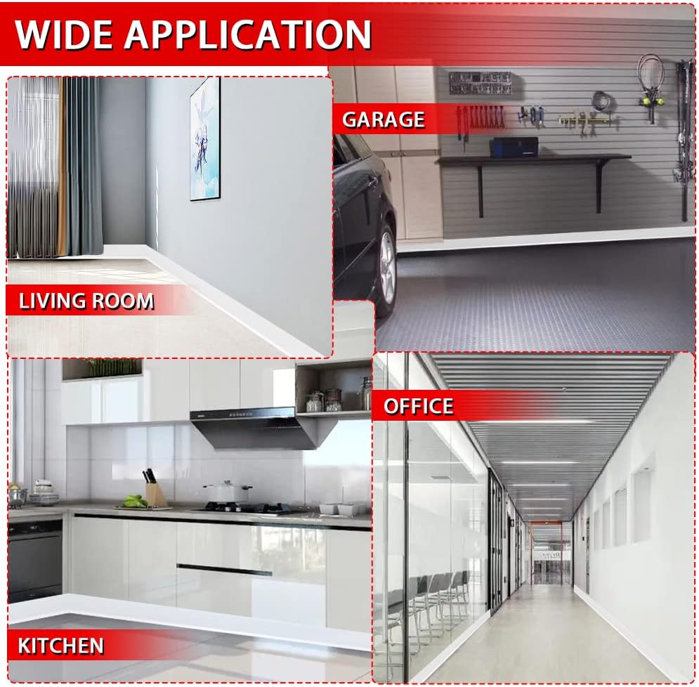 Vinyl Wall Base Baseboard Molding Trim 4" Flexible Self Adhesive Rubber Wall Base Moulding Trim Peel and Stick Design, 4 Inch x 60 Feet, White